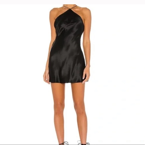 AMANDA UPRICHARD Claudia Mini Dress In Black silk - Picture 2 of 13
